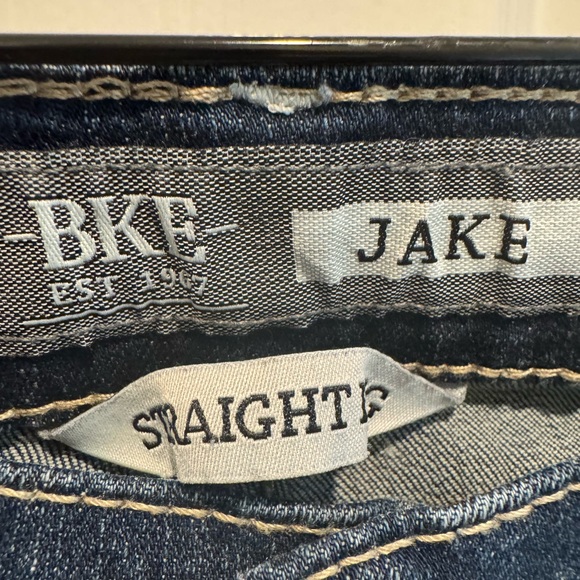 Mens BKE Denim Distressed Straight Leg Blue Jeans Size 34L - Picture 15 of 15